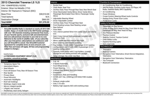 Another view of 2013 Chevrolet Traverse LS for sale in Warrensburg, MO at Warrensburg Ford