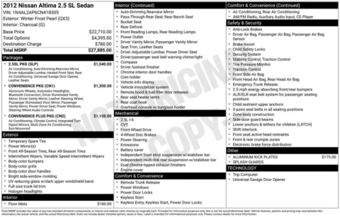 Another view of 2012 Nissan Altima 2.5 SL for sale in Warrensburg, MO at Warrensburg Ford