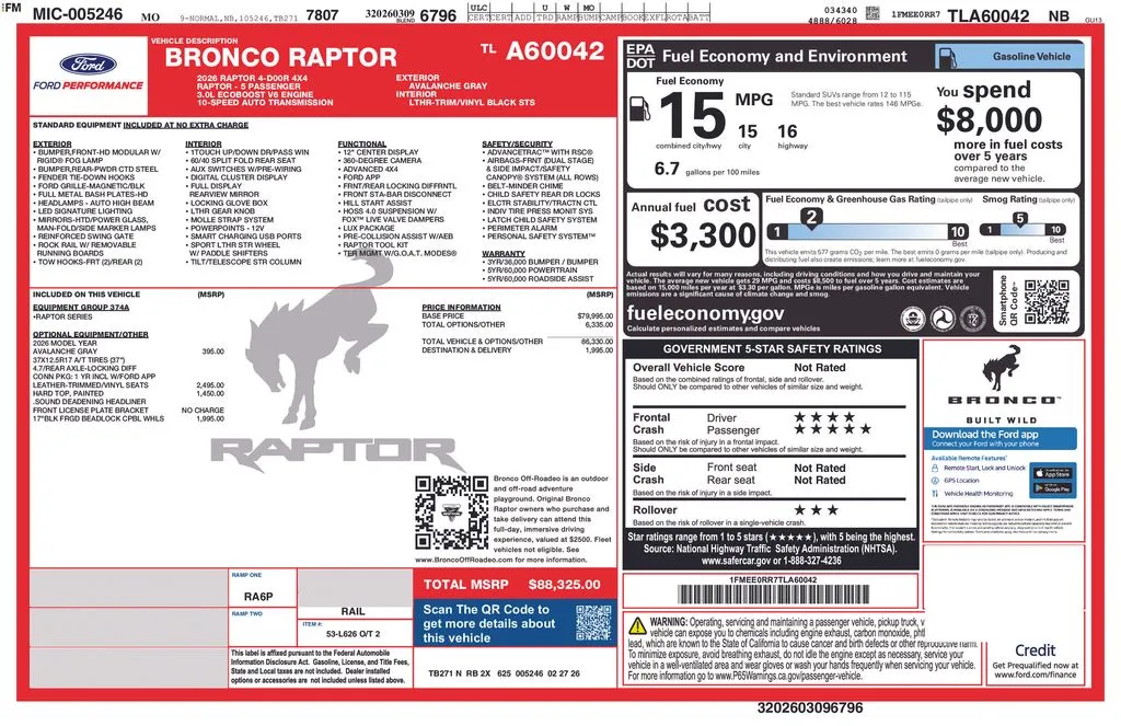 Gray 2026 Ford Bronco Raptor for sale in Warrensburg, MO