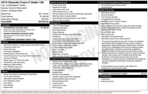 Another view of 2019 Chevrolet Cruze LT for sale in Warrensburg, MO at Warrensburg Ford