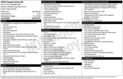 Another view of 2024 Toyota Camry SE for sale in Warrensburg, MO at Warrensburg Ford