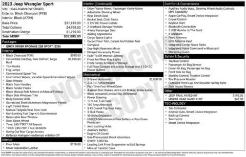 Another view of 2023 Jeep Wrangler Sport for sale in Warrensburg, MO at Warrensburg Ford