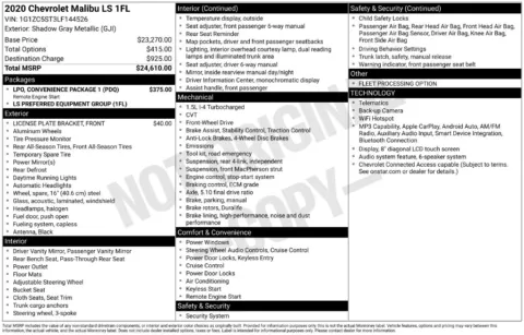 Another view of 2020 Chevrolet Malibu LS for sale in Warrensburg, MO at Warrensburg Ford