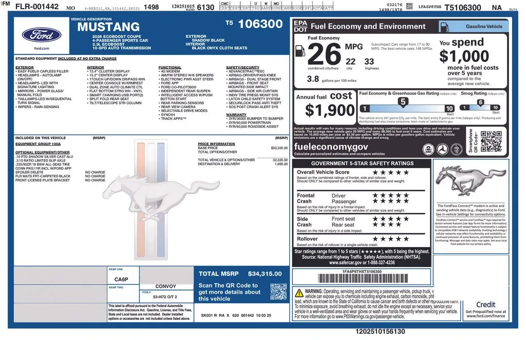 Black 2026 Ford Mustang for sale in Warrensburg, MO