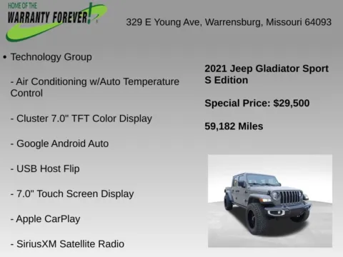 More photos of 2021 Jeep Gladiator Sport at Warrensburg Chrysler Dodge Jeep Ram Fiat, MO