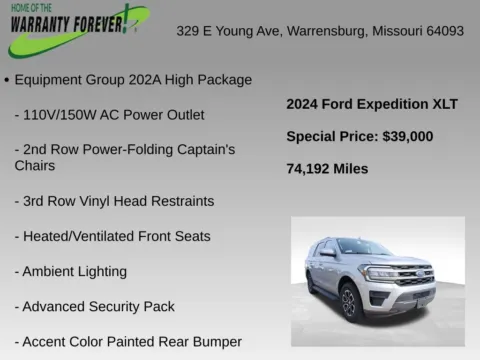 More photos of 2024 Ford Expedition XLT at Warrensburg Chrysler Dodge Jeep Ram Fiat, MO