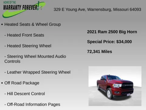 More photos of 2021 Ram 2500 Big Horn at Warrensburg Chrysler Dodge Jeep Ram Fiat, MO