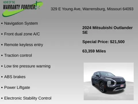 More photos of 2024 Mitsubishi Outlander SE at Warrensburg Chrysler Dodge Jeep Ram Fiat, MO