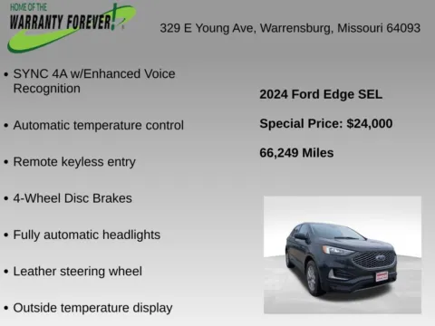 More photos of 2024 Ford Edge SEL at Warrensburg Chrysler Dodge Jeep Ram Fiat, MO
