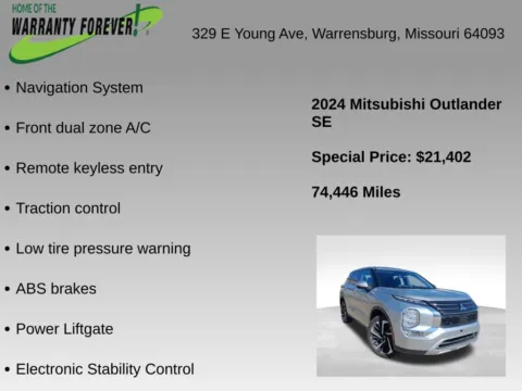 More photos of 2024 Mitsubishi Outlander SE at Warrensburg Chrysler Dodge Jeep Ram Fiat, MO