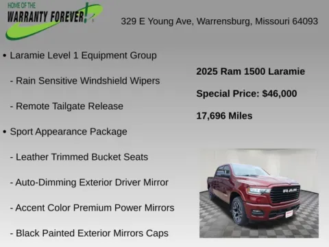 More photos of 2025 Ram 1500 Laramie at Warrensburg Chrysler Dodge Jeep Ram Fiat, MO