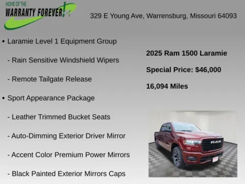 More photos of 2025 Ram 1500 Laramie at Warrensburg Chrysler Dodge Jeep Ram Fiat, MO