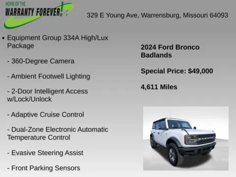 More photos of 2024 Ford Bronco Badlands at Warrensburg Chrysler Dodge Jeep Ram Fiat, MO