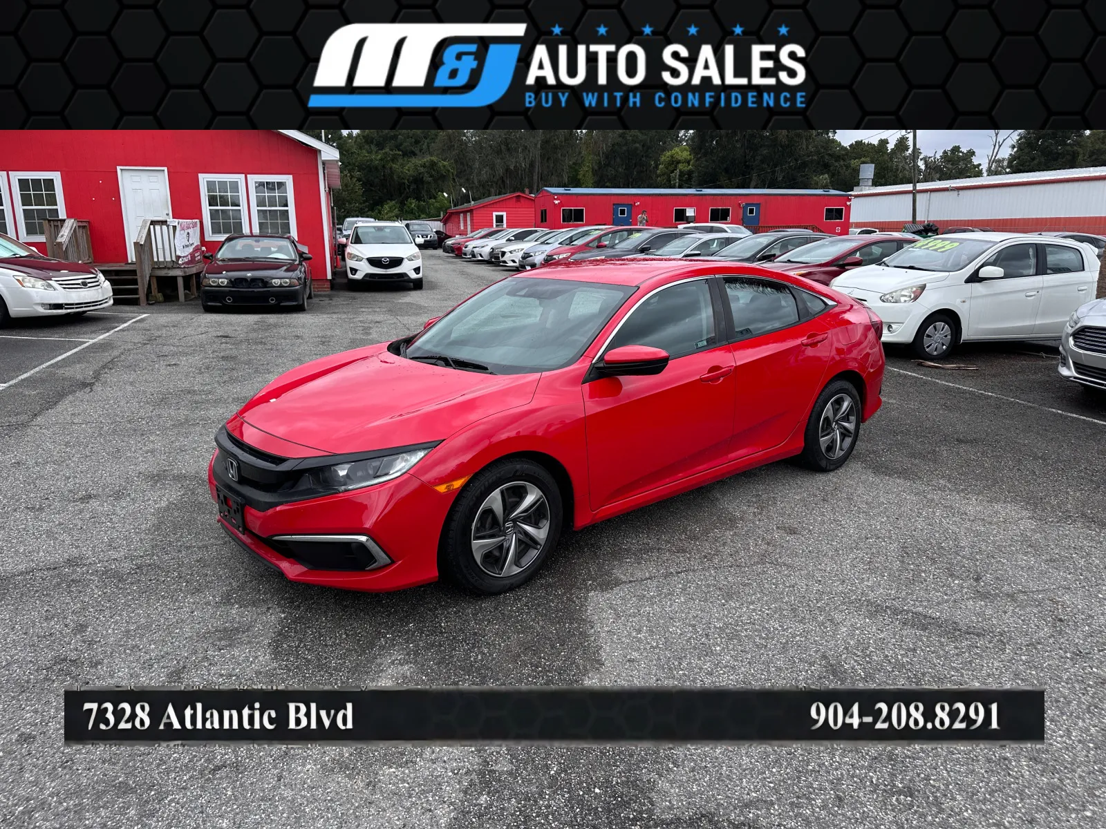 Red 2020 Honda Civic LX for sale in Jacksonville, FL