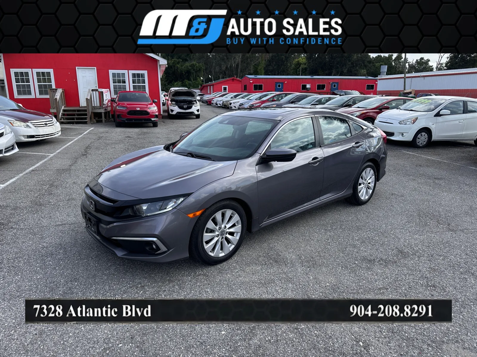 Black 2020 Honda Civic EX for sale in Jacksonville, FL