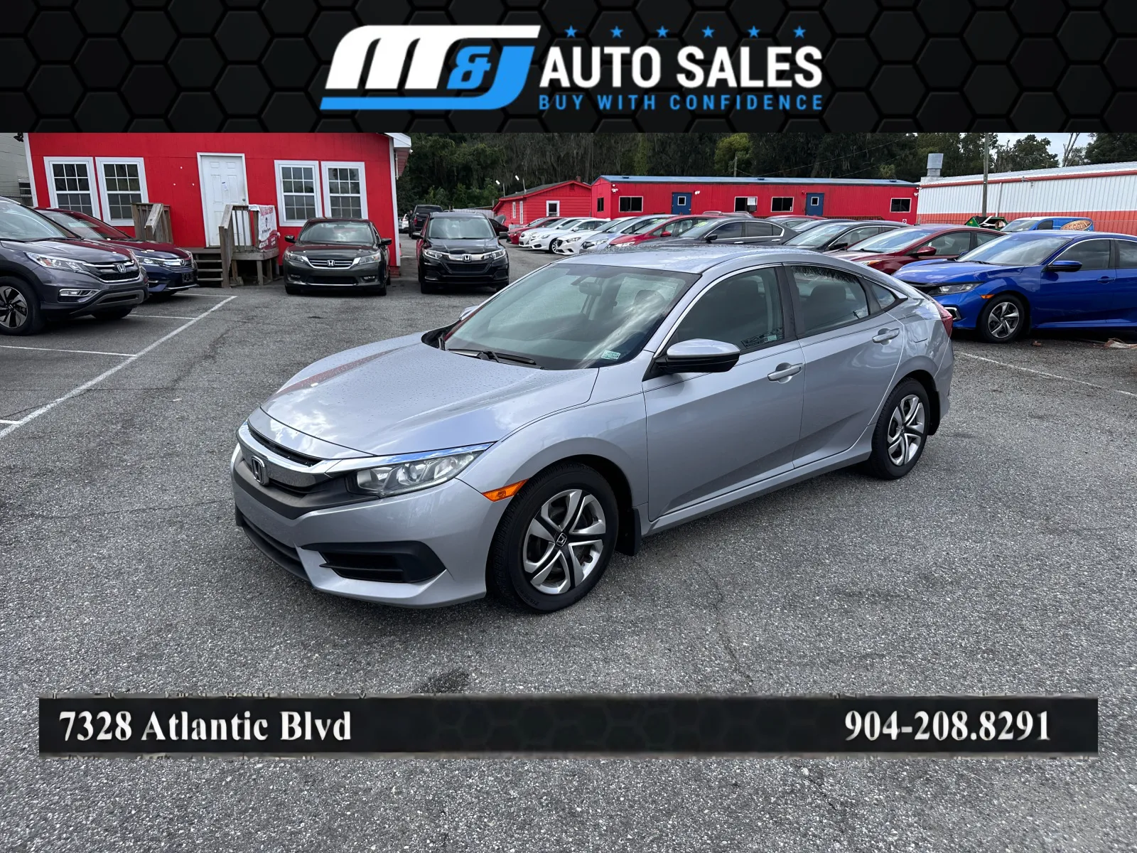 Silver 2018 Honda Civic LX for sale in Jacksonville, FL