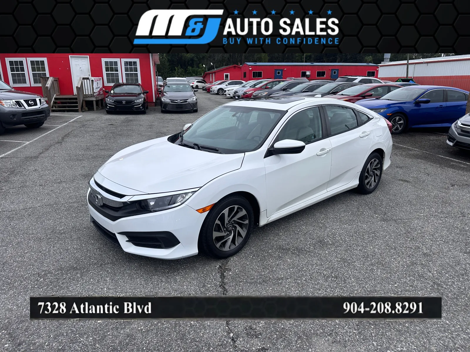White 2017 Honda Civic EX for sale in Jacksonville, FL