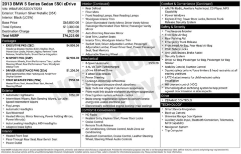 Photos of 2013 BMW 5 Series 550i xDrive for sale in Jacksonville, FL at AUTOLAND