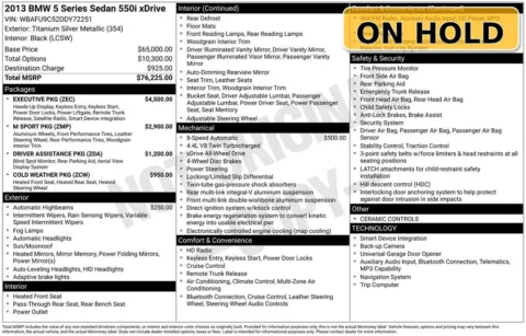 Photos of 2013 BMW 5 Series 550i xDrive for sale in Jacksonville, FL at AUTOLAND