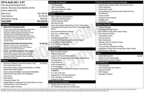 More photos of 2016 Audi A8 L 3.0T at AUTOLAND, FL