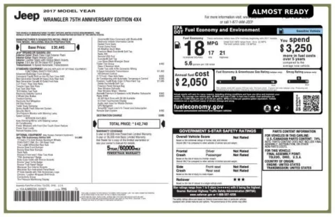 Another view of 2017 Jeep Wrangler 75th Anniversary Edition for sale in Jacksonville, FL at AUTOLAND