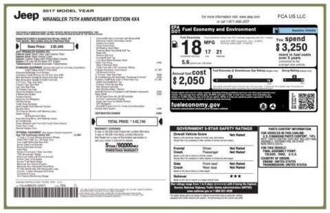 Another view of 2017 Jeep Wrangler 75th Anniversary Edition for sale in Jacksonville, FL at AUTOLAND