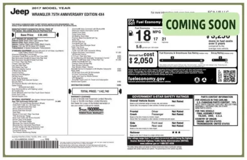 Another view of 2017 Jeep Wrangler 75th Anniversary Edition for sale in Jacksonville, FL at AUTOLAND