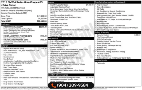 Another view of 2015 BMW 4 Series 435i Gran Coupe for sale in Jacksonville, FL at AUTOLAND