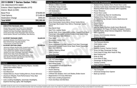 Another view of 2015 BMW 7 Series 740Li for sale in Jacksonville, FL at AUTOLAND