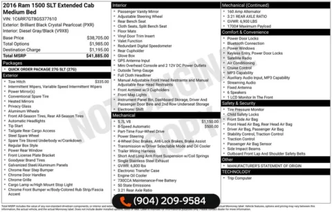 Another view of 2016 Ram 1500 SLT for sale in Jacksonville, FL at AUTOLAND