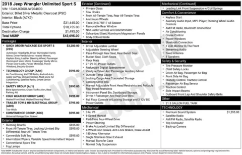 Another view of 2018 Jeep Wrangler Unlimited Sport S for sale in Jacksonville, FL at AUTOLAND