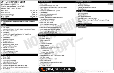 Photos of 2011 Jeep Wrangler Sport for sale in Jacksonville, FL at AUTOLAND