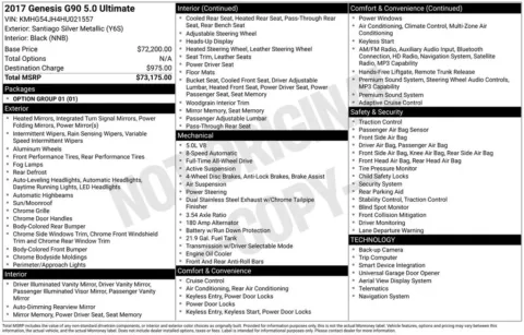 Another view of 2017 Genesis G90 5.0 Ultimate for sale in Jacksonville, FL at AUTOLAND