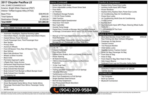 White 2017 Chrysler Pacifica LX for sale in Jacksonville, FL