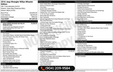 Photos of 2016 Jeep Wrangler Willys Wheeler for sale in Jacksonville, FL at AUTOLAND