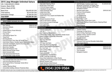 Photos of 2015 Jeep Wrangler Unlimited Sahara for sale in Jacksonville, FL at AUTOLAND