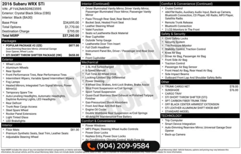 Photos of 2016 Subaru WRX STi for sale in Jacksonville, FL at AUTOLAND