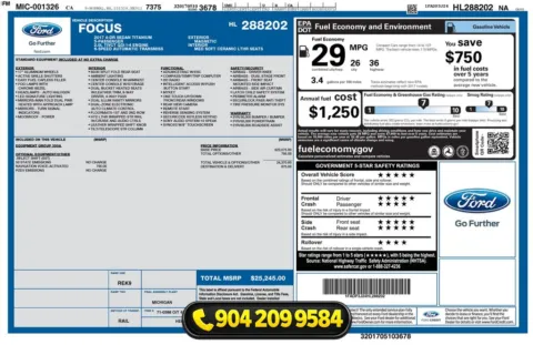 Photos of 2017 Ford Focus Titanium for sale in Jacksonville, FL at AUTOLAND