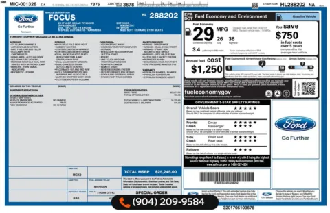 Photos of 2017 Ford Focus Titanium for sale in Jacksonville, FL at AUTOLAND