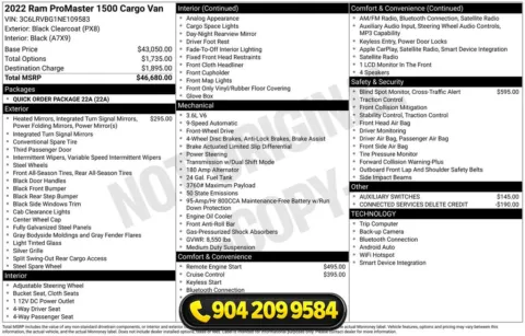 Photos of 2022 Ram ProMaster 1500 for sale in Jacksonville, FL at AUTOLAND