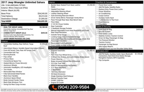 Photos of 2017 Jeep Wrangler Unlimited Sahara for sale in Jacksonville, FL at AUTOLAND