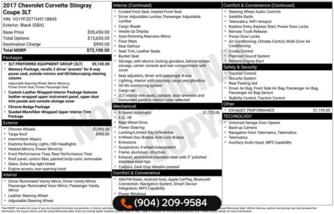 Photos of 2017 Chevrolet Corvette Stingray for sale in Jacksonville, FL at AUTOLAND