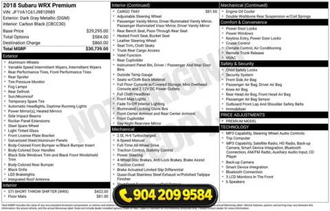 Photos of 2018 Subaru WRX Premium for sale in Jacksonville, FL at AUTOLAND