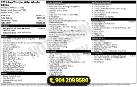 Photos of 2015 Jeep Wrangler Willys Wheeler for sale in Jacksonville, FL at AUTOLAND