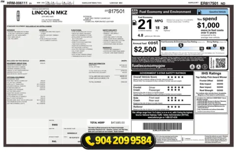 Photos of 2014 Lincoln MKZ for sale in Jacksonville, FL at AUTOLAND