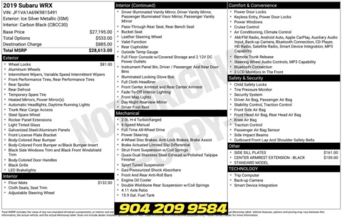 Another view of 2019 Subaru WRX for sale in Jacksonville, FL at AUTOLAND