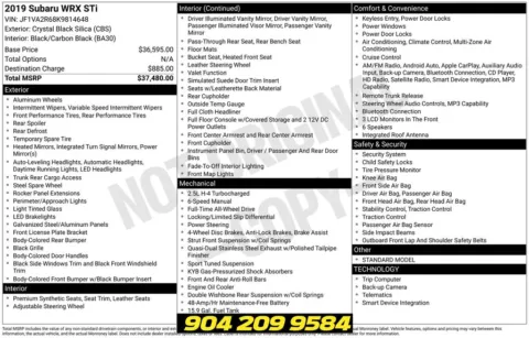 Another view of 2019 Subaru WRX STi for sale in Jacksonville, FL at AUTOLAND