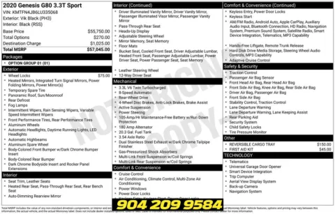 Photos of 2020 Genesis G80 3.3T Sport for sale in Jacksonville, FL at AUTOLAND
