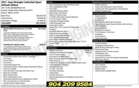 Photos of 2021 Jeep Wrangler Unlimited Sport Altitude for sale in Jacksonville, FL at AUTOLAND