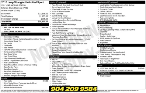 Another view of 2016 Jeep Wrangler Unlimited Sport for sale in Jacksonville, FL at AUTOLAND